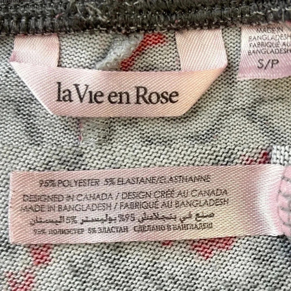 La Vie en Rose Pajama Set 2PC PJ Pants Long Sleeve PJ Top Grey Red Small - Picture 11 of 15